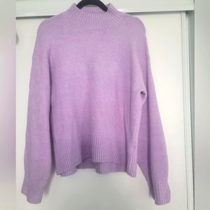 Uniqlo Souffle Yarn Mock Neck Sweater - Light Purple